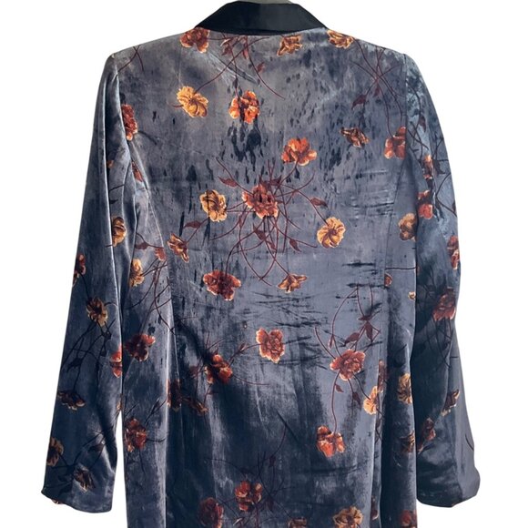 Anthropologie Small Cartonnier Velvet Floral Print Blazer Tuxedo Jacket - Picture 3 of 14